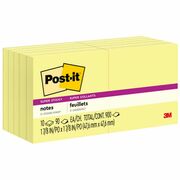 Post-it&reg; Super Sticky Adhesive Notes - 900 - 2" Flag/Note Width x 2" Flag/Note Length - Square - 90 Sheets per Pad - Unruled - Yellow - Paper - Self-adhesive - 10 / Pack MMM62210SSCY