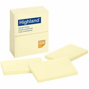Highland Self-sticking Notepads - 1200 - 3" Flag/Note Width x 5" Flag/Note Length - Rectangle - 100 Sheets per Pad - Unruled - Yellow - Paper - Self-adhesive, Repositionable - 12 / Pack MMM6559YW