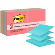 Post-it&reg; Dispenser Notes - 1200 - 3" Flag/Note Width x 3" Flag/Note Length - Square - 100 Sheets per Pad - Unruled - Guava, Aqua Splash, Vital Orange - Paper - Pop-up, Self-adhesive, Repositionable - 12 / Pack MMMR33012AN