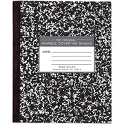 Roaring Spring Wide Ruled Flexible Cover Composition Book, 8.5" x 7" 48 Sheets, Black Marble - 48 Sheets - 96 Pages - Printed - Sewn/Tapebound - Both Side Ruling Surface - Red Margin - 15 lb Basis Weight - 56 g/m&#178; Grammage - 8 1/2" x 7" Sheet Size -  ROA77333