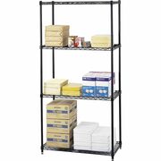Safco Commercial Wire Shelving - 36" Width x 18" Depth x 72" Height - 4 x Shelf(ves) - 2000 lb Load Capacity - Leveling Glide, Adjustable Feet - Black - Powder Coated - Steel - Assembly Required SAF5276BL