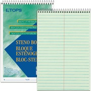 TOPS Steno Book - 80 Sheets - Wire Bound - Gregg Ruled Margin - 6" x 9" Sheet Size - Green Tint Paper - Snag Resistant, Acid-free, Heavyweight - 1 Each TOP8021