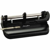 Business Source Adjustable Three-hole Punch - 3 Punch Head(s) - 100 Sheet -  10.2 x 10.4 x 6.2 - Black