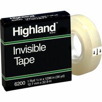 Business Source Invisible Tape, 0.50 W x 36 yd L