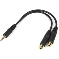 StarTech.com 6in Stereo Splitter Cable - 3.5mm Male to 2x 3.5mm Female - 1 x Mini-phone Male - Black