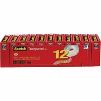 3M Scotch™ Transparent Tape, 1 Core, 0.75 x 83.33 ft, Transparent,  12/Pack, MMM600K12
