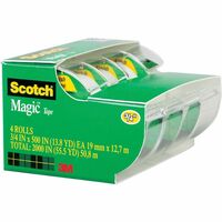 Scotch Gift Wrap Tape with Dispenser, 1 Core, 0.75 x 23.61 yds,  Transparent, 4/Pack