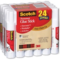 Scotch Permanent Glue Sticks - 0.28 oz - 18 / Pack - White