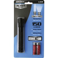 2 AA Batteries DORCY 150 Lumen LED Focusing Flashlight Black 414216 Included 