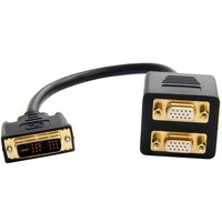 StarTech.com 1 ft DVI-I Analog to 2x VGA Video Splitter Cable - M/F - DVI-I Single-Link Male Video - Black                                                         