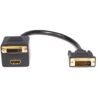 StarTech.com 1 ft DVI-D to DVI-D And HDMI Splitter Cable - M/F - Black