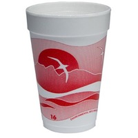 Dart 16J16H Horizon Printed Cup, Foam, 16 oz, White/Red