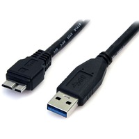 StarTech.com 0.5m (1.5ft) Black SuperSpeed USB 3.0 Cable A to Micro B - M/M - 1 x Type A Male USB