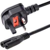 StarTech.com 1m Laptop Power Cord 2 Slot for UK - BS-1363 to C7 Power Cable Lead for Notebook