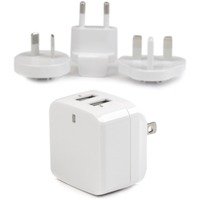 StarTech.com White Dual Port USB Wall Charger - High Power 17 Watt / 3.4 Amp - Travel Charger International