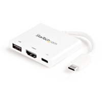 StarTech.com USB C Multiport Adapter with HDMI 4K And 1x USB 3.0 - PD - Mac And Windows - White USB Type C All in One Video Adapter - Expand the connectivity of your lap
