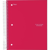 Five Star Notebook - 5 Subject(s) - 200 Sheets - Wire Bound - College Ruled  - 3 Hole(s) - Letter - 8 1/2 x 11 - Black Cover - Bleed Resistant, Pocket