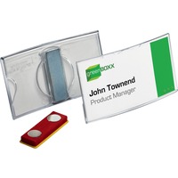 DURABLE® Deluxe Convex & Magnetic Name Badge - 1-9/16 x 2-15/16 Insert -  Acrylic - Transparent - 25 / Box