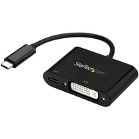StarTech.com USB-C to DVI Adapter with Power Delivery (USB PD) - USB Type C Adapter - 1920 x 1200 - Black - Use this USB Type C adapter to output DVI video and charg