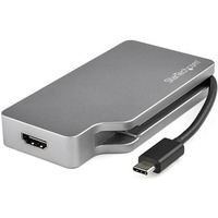 StarTech.com USB-C Multiport Video Adapter - 4-in-1 USB-C to DVI / HDMI / VGA / mDP Video Adapter - Space Gray - 4K 30 Hz - CDPVDHDMDPSG - Connect your laptop to an