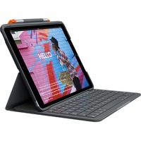 Logitech SLIM FOLIO Keyboard/Cover Case Folio iPad 7th Generation Tablet - Graphite - Bump Resistant, Scratch Resistant, Spill Resistant, Wear Resistant, Tear Re