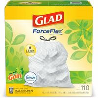 Glad ForceFlexPlus Large Drawstring Trash Bags - Large Size - 30 gal  Capacity - 24.02 Width x 24.88 Length - Black - 1Each - 25 Per Box -  Home, Office, Can