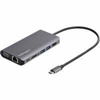 StarTech.com USB-C Multiport Adapter - HDMI or VGA - Attached 30 cm Host Cable - 1x USB-C and 2x USB-A - 100W PD includes PD Passthrough - SD Card Reader - USB Type-