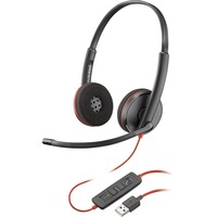 Plantronics Blackwire C3220 Wired Over-the-head Stereo Headset - Supra-aural - 20 Hz to 20 kHz - Noise Cancelling, Noise Reduction Microphone - USB Type A