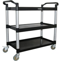 Lorell X-tra Utility Cart - 3 Shelf - Dual Handle - 300 lb Capacity - 4  Casters - 4 Caster Size - Plastic - x 42 Width x 20 Depth x 38 Height -  Black - 1 Each 