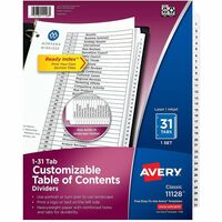 Avery Classic ready index table of contents dividers, 1-31 tabs, Black&White, 8 1/2inch x 11inch (072782111281)