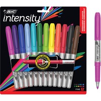 BIC Intensity Permanent Markers, Ultra Fine Point, Black, 0.3mm, 12-Count