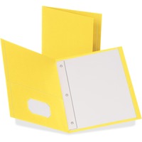 Oxford Twin-Pocket Folders with 3 Fasteners Letter 1/2 Capacity Yellow 25/Box