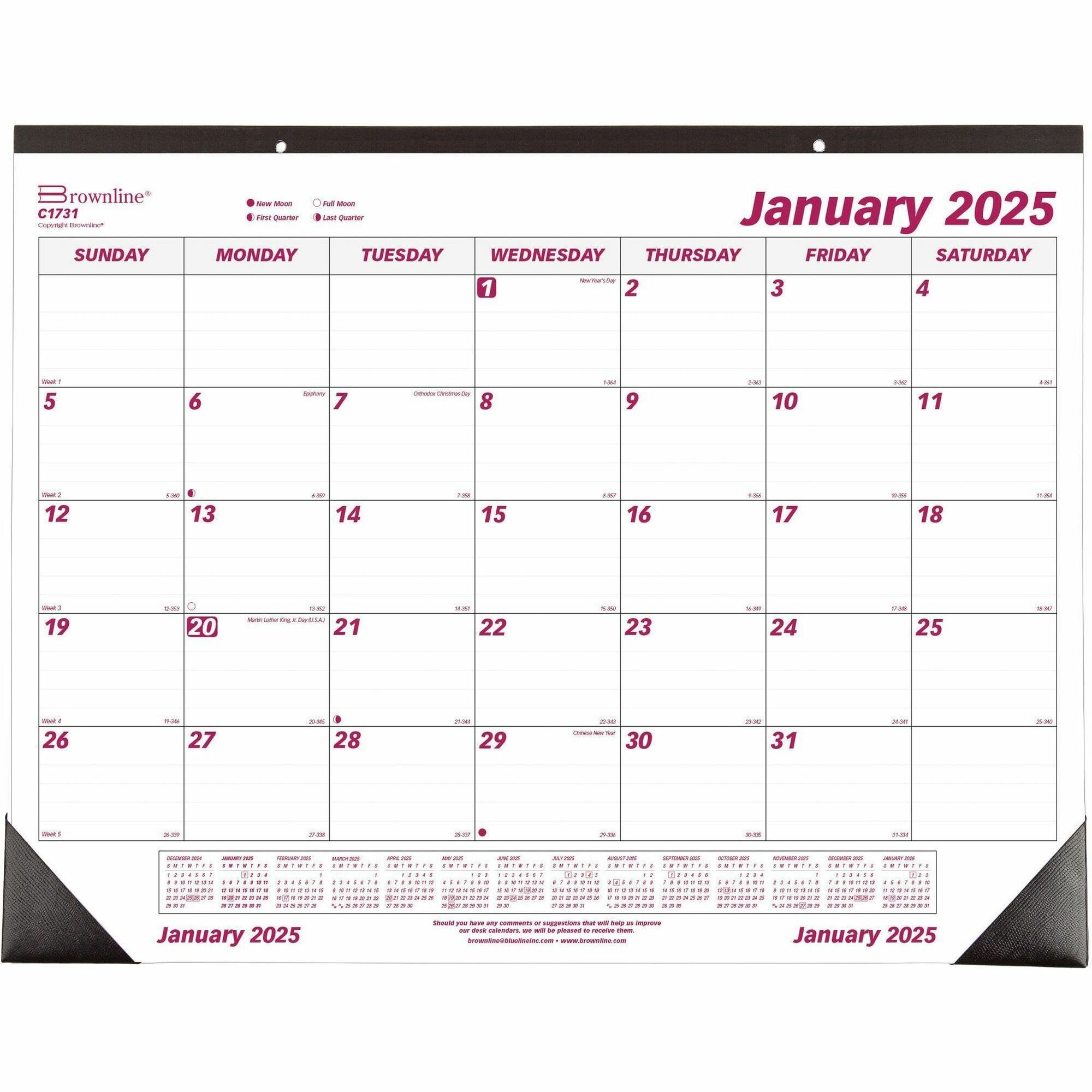 Brownline Professional Monthly Desk/Wall Calendar - Julian Dates 