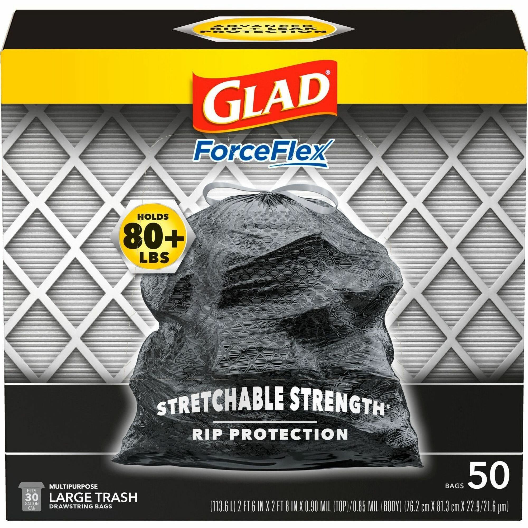 Glad Tall Kitchen Trash Bags, 13 Gallon, 30 Bags (ForceFlexPlus, Crisp  Clean) 