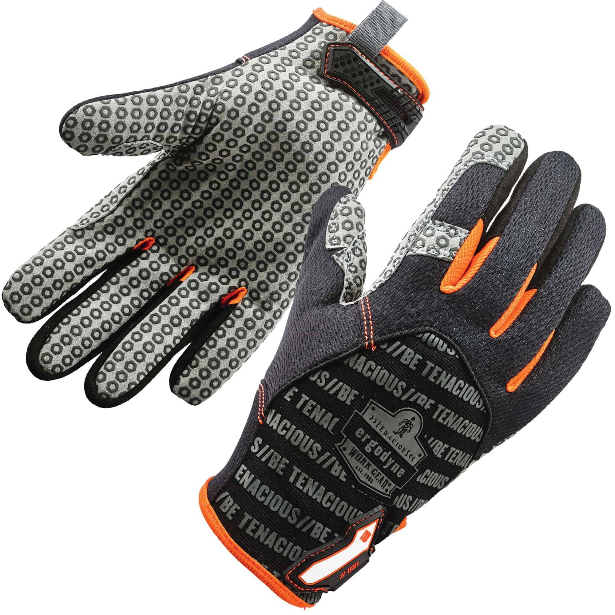 Ergodyne ProFlex 910 Half-Finger Impact Gloves + Wrist Support - Small Size  - Half Finger - Black - Anti-Vibration, Shock Resistant, Impact Resistant