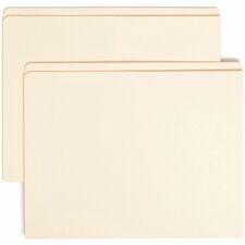 Smead Reinforced Straight Tab Cut Recycled File Folders w/ Pocket - Manila - Top Tab - Case of 50