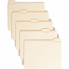 Smead Reinforced 1/5 Tab Cut Recycled File Folders - Manilla - Top Tab - Assorted Tabs - Case of 100