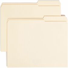 Smead Reinforced 2/5 Tab Cut Recycled File Folders - Manilla - Top Tab - Assorted Tabs - Case of 100