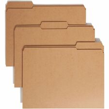 Smead 1/3 Tab Cut Recycled File Folders - Kraft - Top Tab - Assorted Tabs - Case of 100