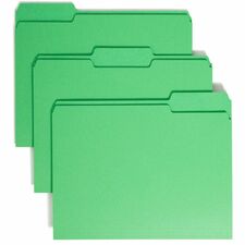 Smead 1/3 Tab Cut Recycled File Folders - Green - Top Tab - Assorted Tabs - Case of 100