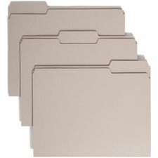 Smead 1/3 Tab Cut Recycled File Folders - Gray - Top Tab - Assorted Tabs - Case of 100