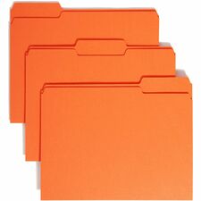 Smead 1/3 Tab Cut Recycled File Folders - Orange - Top Tab - Assorted Tabs - Case of 100
