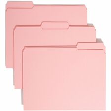 Smead 2-Ply 1/3 Tab Cut Recycled File Folders - Pink - Top Tab - Assorted Tabs - Case of 100