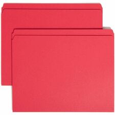 Smead File Folders with Reinforced Straight Tab - Red - Case of 100