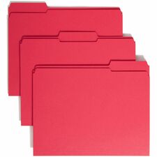 Smead 2-Ply 1/3 Tab Cut Recycled File Folders - Red - Top Tab - Assorted Tabs - Case of 100