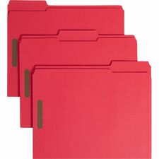 Smead Fastener File Folders with Reinforced Tab - Red - Case of 50