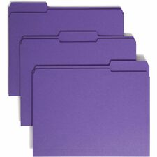 Smead 2-Ply 1/3 Tab Cut Recycled File Folders - Purple - Top Tab - Assorted Tabs - Case of 100