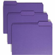 Smead 1/3 Tab Cut Recycled File Folders - Purple - Top Tab - Assorted Tabs - Case of 100