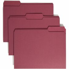 Smead 1/3 Tab Cut Recycled File Folders - Maroon - Top Tab - Assorted Tabs - Case of 100
