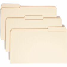 Smead 1/3 Tab Cut Legal Recycled File Folders - Manilla - Reinforced Assorted Tabs - Case of 100